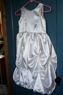 white satin dress before